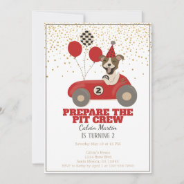 Red Race Car Dog Boys Zweite Geburtstagsparty Einladung