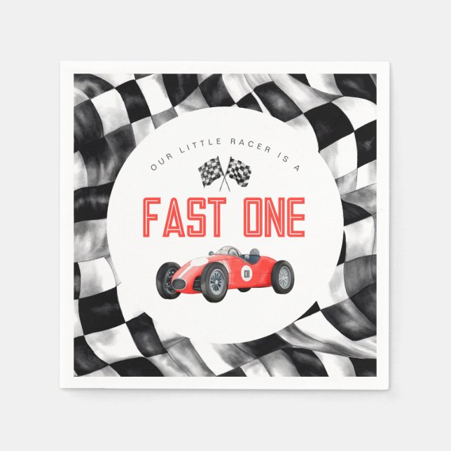 Red Race Car Fast 1 Party zum 1. Serviette (Vorderseite)