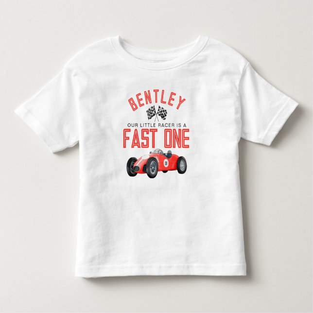 Red Race Car Fast One Birthday Boy Shirt (Vorderseite)
