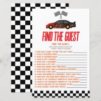 Red Race Car Finden Sie das Baby Duschspiel