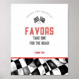 Red Race Car Geburtstagsparty bevorzugt Signatur Poster