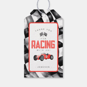 Red Race Car Geburtstagsparty Gefallen Tag Geschenkanhänger