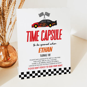 Red Race Car Geburtstagsparty Time Kapsel Sockelschild