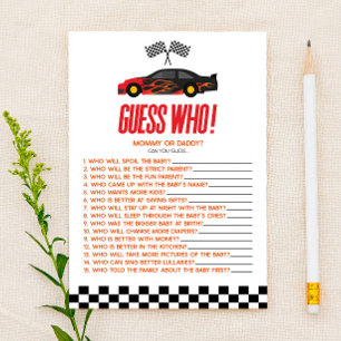 Red Race Car Guess Who Baby Showspiel