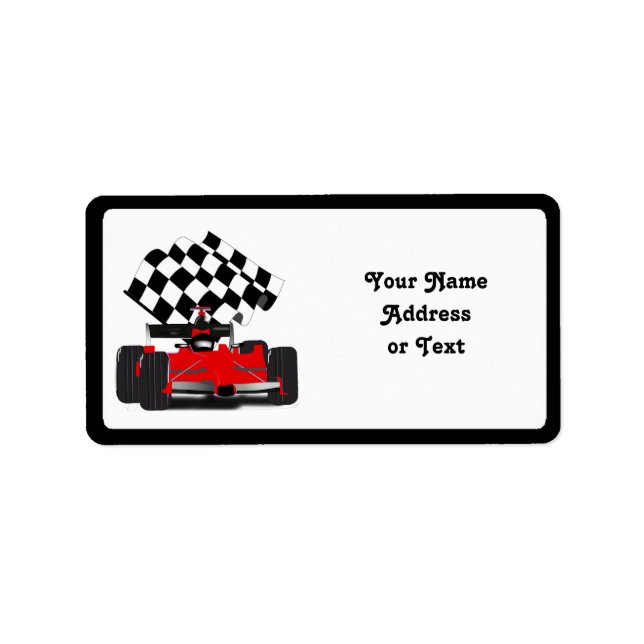 Red Race Car mit Checkbox Adressaufkleber (Vorne)