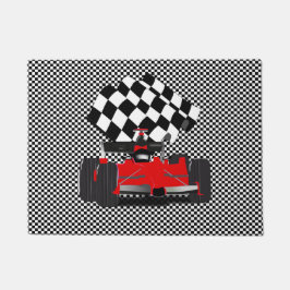 Red Race Car mit Checkbox Fußmatte