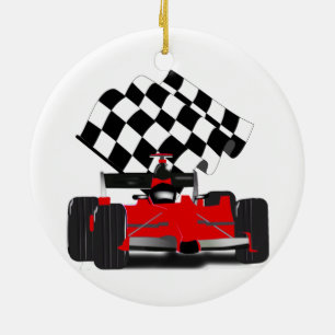 Red Race Car mit Checkbox Keramikornament