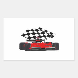 Red Race Car mit Checkbox Rechteckiger Aufkleber