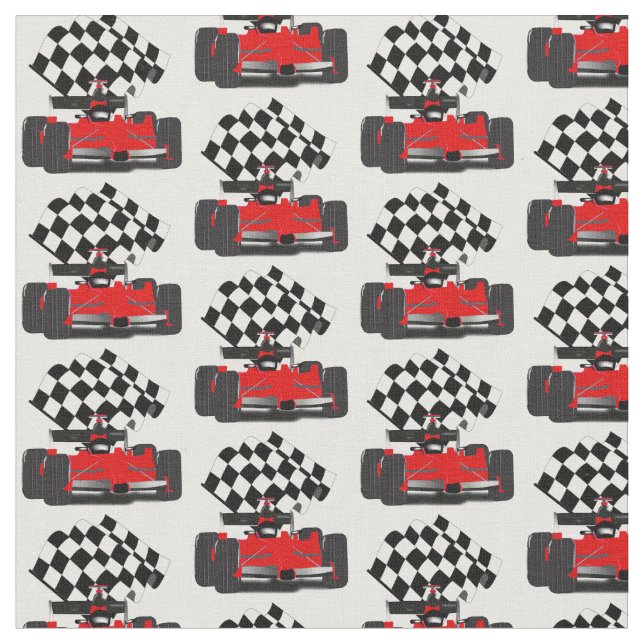 Red Race Car mit Checkbox Stoff (Nahaufnahme)
