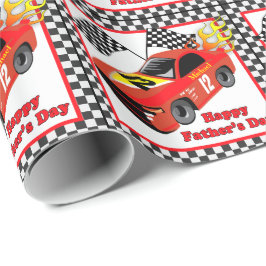 Red Race Car Personalisiert Vatertag Geschenk Geschenkpapier