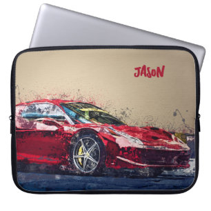 Red Race Car Personalisierter Laptop Sleeve Gesche