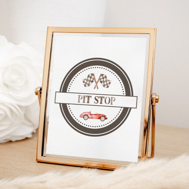 Red Race Car Pit Stopp Sign Poster (Von Creator hochgeladen)