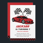 Red Race Car Racing Kids Boys Geburtstag Einladung<br><div class="desc">Niedliches Design für Kinder,  Jungen oder Mädchen,  die Autofahren,  Sportwagen,  Speed und Fahrspielzeugauto Liebe. Ideal für die Geburtstagsfeier zum Bauen. Sie können die Formulierung an andere Gelegenheiten anpassen.</div>