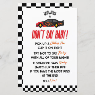 Red Race Car Say Baby Shower Game nicht