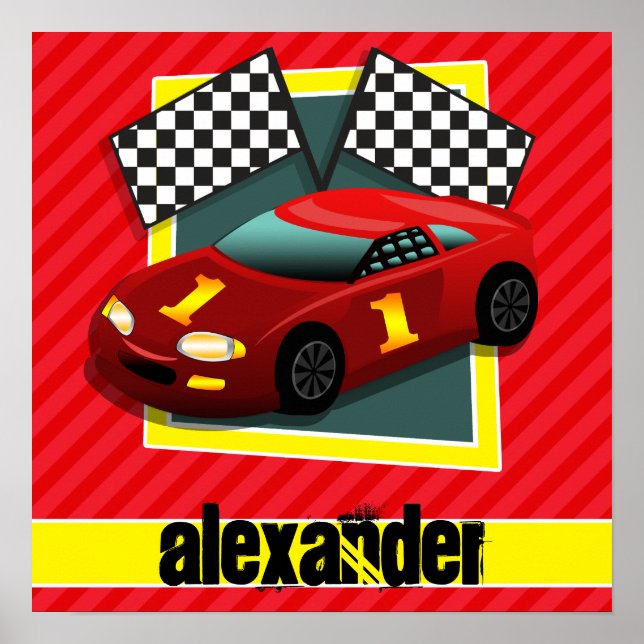 Red Race Car; Scarlet Red Strips Poster (Vorne)