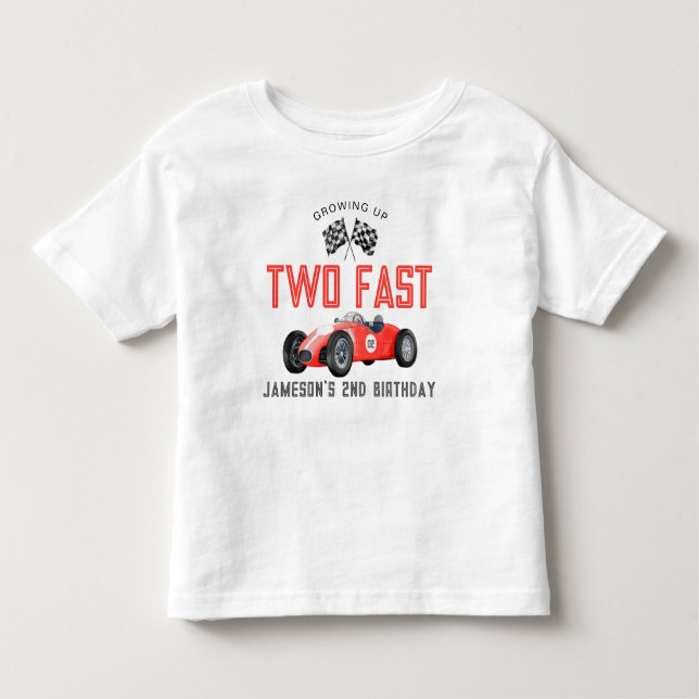Red Race Car Zwei Fast Birthday Boy Shirt (Vorderseite)