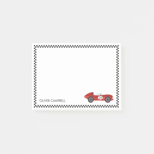 Red Race Card Jungs personalisiert Post-it Klebezettel (Vorderseite)