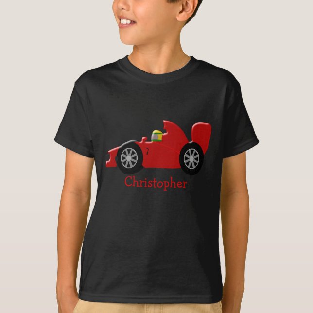 Red Racing Car Personalisiert T-Shirt (Vorderseite)