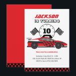 Red Racing Car Race Kids Boys Geburtstag Einladung<br><div class="desc">Niedliches Design für Kinder,  Jungen oder Mädchen,  die Autofahren,  Sportwagen,  Speed und Fahrspielzeugauto Liebe. Ideal für die Geburtstagsfeier zum Bauen. Sie können die Formulierung an andere Gelegenheiten anpassen.</div>