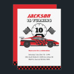 Red Racing Car Race Kids Boys Geburtstag Einladung<br><div class="desc">Niedliches Design für Kinder,  Jungen oder Mädchen,  die Autofahren,  Sportwagen,  Speed und Fahrspielzeugauto Liebe. Ideal für die Geburtstagsfeier zum Bauen. Sie können die Formulierung an andere Gelegenheiten anpassen.</div>