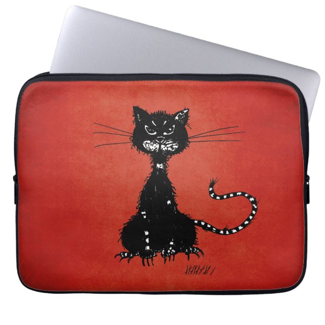 Red Ragged Evil Black Cat Laptopschutzhülle (Vorderseite)