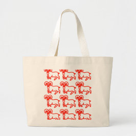 Red Ram Pattern Tote Bag Jumbo Stoffbeutel