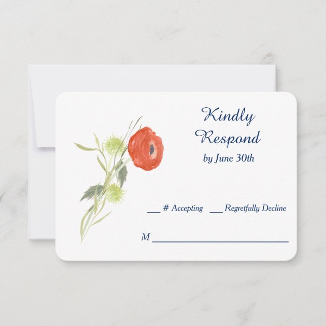 Red Ranuculus Blume Wedding RSVP (Vorderseite)