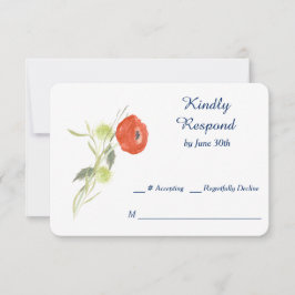 Red Ranuculus Blume Wedding RSVP Karte