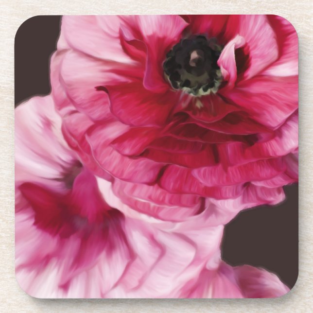 Red Ranunculus Untersetzer (Vorderseite)