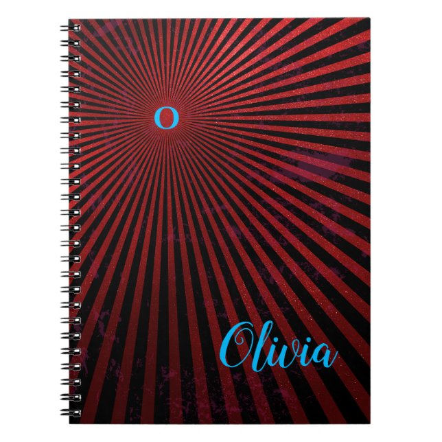 Red Rays Abstrakte Personalisierte Notebook Notizblock (Vorderseite)