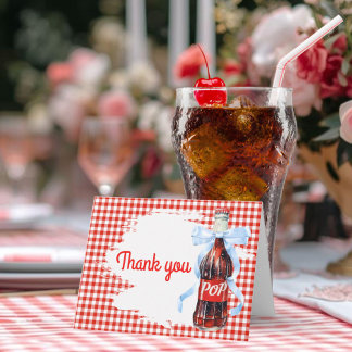 Red Ready to Pop Baby Shower Thank you Dankeskarte