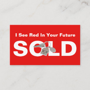 Red Real Anwesen Agent Sold Sign Business Card Visitenkarte