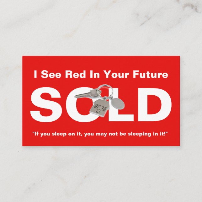 Red Real Anwesen Agent Sold Sign Business Card Visitenkarte (Vorderseite)
