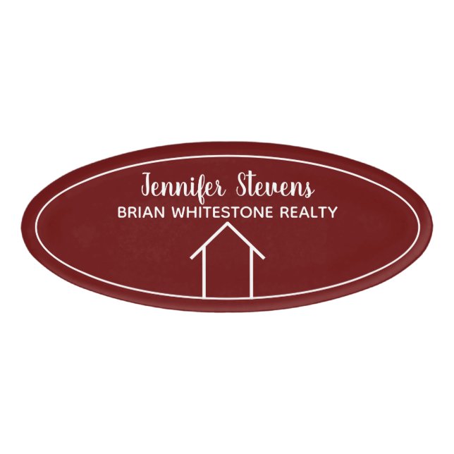 Red Real Estate Company Custom Realtor Namenschild (Vorderseite)