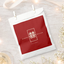 Red Rectangle Double Happiness Chinese Wedding Geschenktütchen