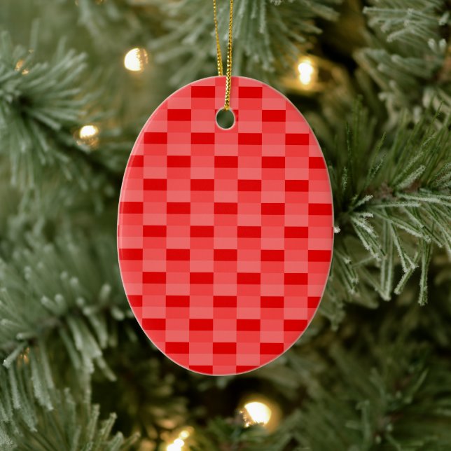 Red Red Red in Color Blocks Keramik Ornament (Baum)