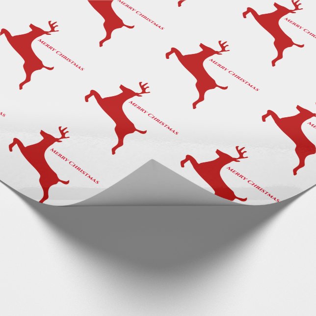 Red Reindeer Christmas Geschenkpapier (Ecke)