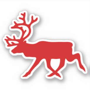 Red Reindeer / Karibik-Silhouette Aufkleber
