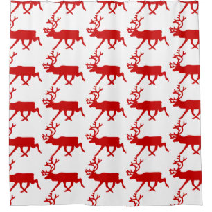 Red Reindeer / Karibik-Silhouette Duschvorhang