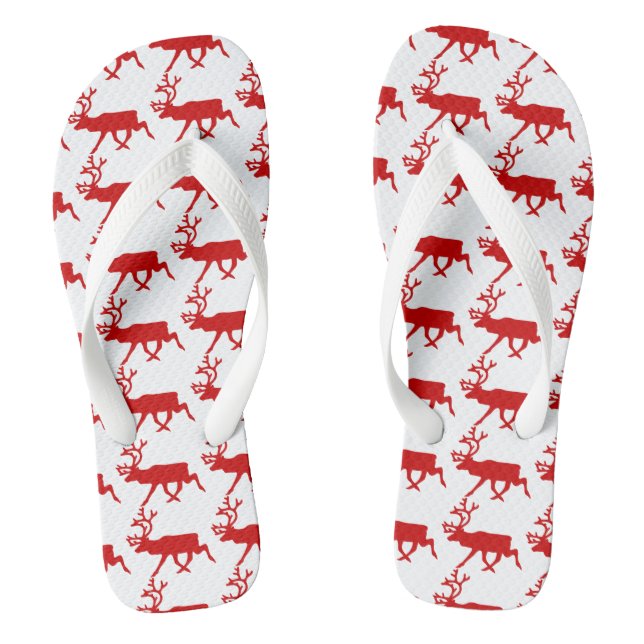 Red Reindeer / Karibik-Silhouette Flip Flops (Fußbett)