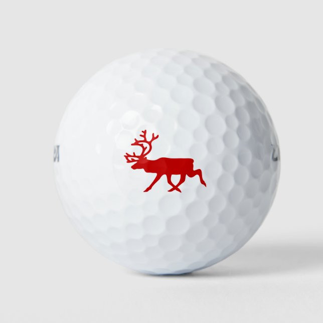 Red Reindeer / Karibik-Silhouette Golfball (Vorderseite)