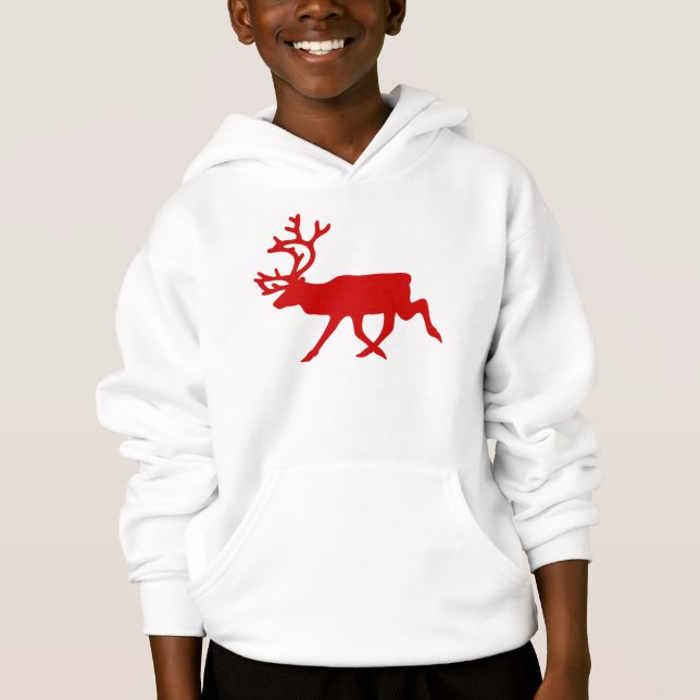 Red Reindeer / Karibik-Silhouette Hoodie (Vorderseite)