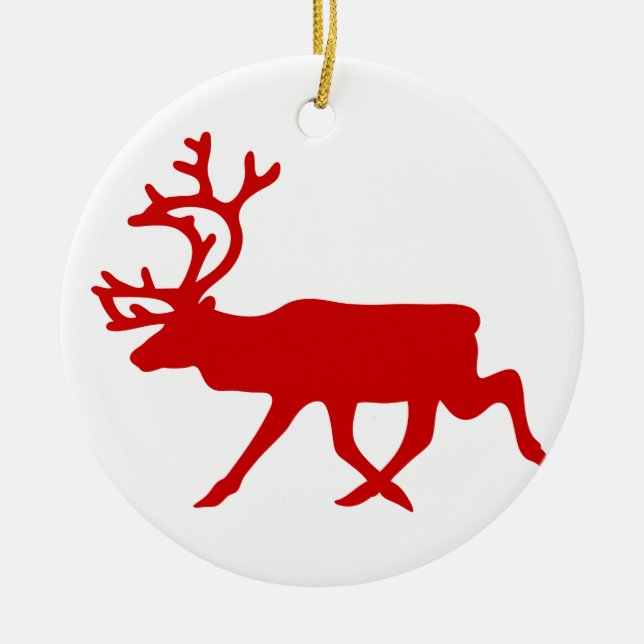 Red Reindeer / Karibik-Silhouette Keramikornament (Vorne)