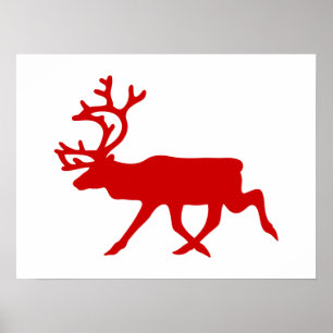 Red Reindeer / Karibik-Silhouette Poster