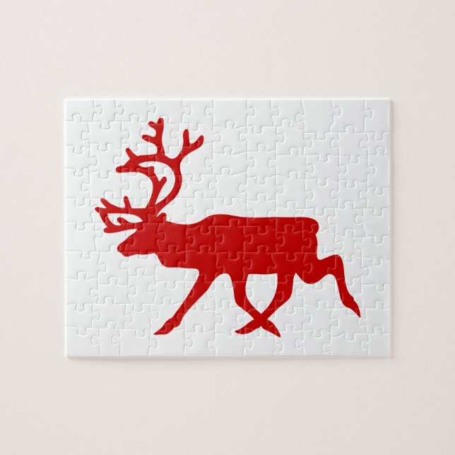 Red Reindeer / Karibik-Silhouette Puzzle (Horizontal)