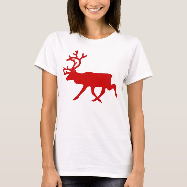 Red Reindeer / Karibik-Silhouette T-Shirt (Vorderseite)