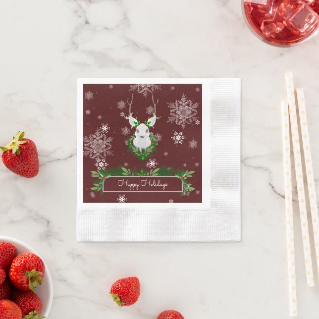 Red Reindeer Paper Napkin Serviette (Beispiel)