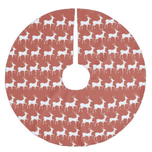 Red Reindeer Pattern Classic Christmas Tree Skirt Polyester Weihnachtsbaumdecke