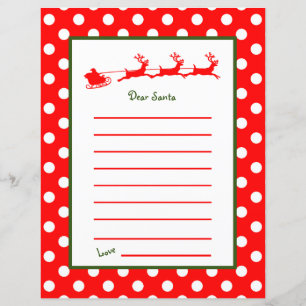 Red Reindeer Sleigh Sehr geehrter Santa Letter