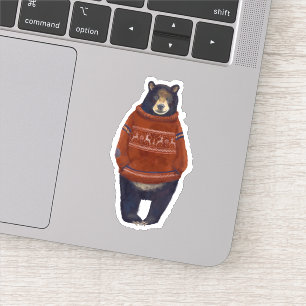 Red Reindeer Sweater Bear Aufkleber